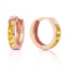 0.7 CTW 14K Solid Rose Gold Hoop Huggie Earrings Citrine