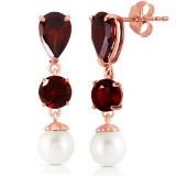 10.5 CTW 14K Solid Rose Gold Chandelier Earrings Garnet pearl
