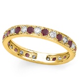 CERTIFIED 0.65 CT REDISH GARNET AND 0.6 CT CZ 14KT SOLID YELLOW GOLD RING