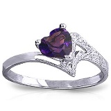 0.75 Carat 14K Solid White Gold Ring Natural Purple Amethyst