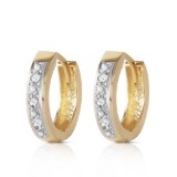 0.04 Carat 14K Solid Gold Hoop Huggie Earrings Diamond