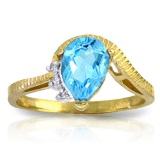 1.52 Carat 14K Solid Gold Homecoming Blue Topaz Diamond Ring