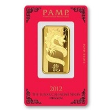 PAMP Suisse One Ounce Gold Bar - 2012 Dragon Design