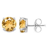 1.45 CT CITRINE 10KT SOLID WHITE GOLD EARRING