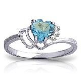 0.97 CTW 14K Solid White Gold Ring Natural Diamond Blue Topaz