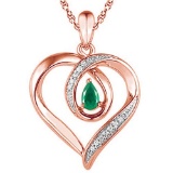 0.4 CARAT EMERALD & CZ 14KT SOLID RED GOLD PENDANT