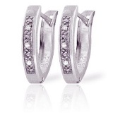 0.04 CTW 14K Solid White Gold Oval Huggie Earrings Diamond