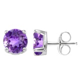 1.45 CT AMETHYST 10KT SOLID WHITE GOLD EARRING