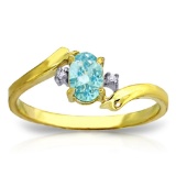 0.46 Carat 14K Solid Gold Rings Natural Diamond Blue Topaz