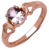 14K Rose Gold Plated 0.85 CTW Genuine Morganite .925 Streling Silver Ring