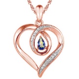 0.36 CARAT OCENAIC BLUE MYSTIC QUARTZ & CZ 14KT SOLID RED GOLD PENDANT