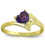 0.75 Carat 14K Solid Gold Ring Natural Purple Amethyst
