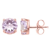 1.55 CT PINK AMETHYST 10KT SOLID ROSE GOLD EARRING