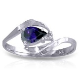 0.51 CTW 14K Solid White Gold Shower Music Sapphire Diamond Ring