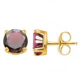 2.39 CT GARNET 10KT SOLID YELLOW GOLD EARRING