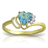 0.97 CTW 14K Solid Gold Ring Natural Diamond Blue Topaz