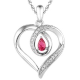 0.6 CARAT RUBY & CZ 14KT SOLID WHITE GOLD PENDANT