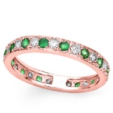 CERTIFIED 0.4 CT EMERALD AND 0.6 CT CZ 14KT SOLID RED GOLD RING