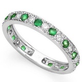 CERTIFIED 0.4 CT EMERALD AND 0.6 CT CZ 14KT SOLID WHITE GOLD RING