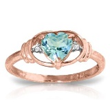 0.96 CTW 14K Solid Rose Gold Glory Blue Topaz Diamond Ring