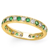 CERTIFIED 0.4 CT EMERALD AND 0.6 CT CZ 14KT SOLID YELLOW GOLD RING