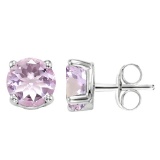 1.55 CT PINK AMETHYST 10KT SOLID WHITE GOLD EARRING
