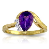 1.52 Carat 14K Solid Gold Ring Diamond Purple Amethyst