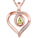 0.42 CARAT PERIDOT & CZ 14KT SOLID RED GOLD PENDANT