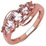 14K Rose Gold Plated 1.35 CTW Genuine Morganite .925 Streling Silver Ring