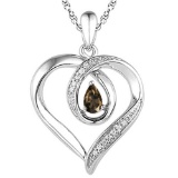 0.4 CARAT SMOKEY QUARTZ & CZ 14KT SOLID WHITE GOLD PENDANT