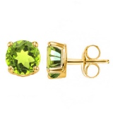 1.82 CT PERIDOT 10KT SOLID YELLOW GOLD EARRING