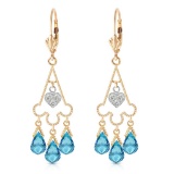 4.83 Carat 14K Solid Gold Chandelier Diamond Earrings Blue Topaz