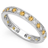 CERTIFIED 0.49 CT CITRINE AND 0.6 CT CZ 14KT SOLID WHITE GOLD RING