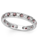 CERTIFIED 0.65 CT REDISH GARNET AND 0.6 CT CZ 14KT SOLID WHITE GOLD RING