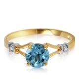 1.02 CTW 14K Solid Gold Love's Ingredient Blue Topaz Diamond Ring