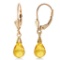 2.5 Carat 14K Solid Gold Leverback Earrings Briolette Citrine