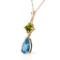 2 CTW 14K Solid Gold Fresh Waters Blue Topaz Peridot Necklace