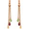 14K Solid Rose Gold Chandelier Earrings with Multi Gemstones