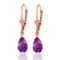 2.5 Carat 14K Solid Rose Gold Leverback Earrings Amethyst