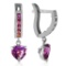 3.2 Carat 14K Solid White Gold V-shape Hoop Earrings Heart Amethyst