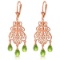 3.75 CTW 14K Solid Rose Gold Peridot Filigree Earrings