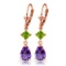 4.5 Carat 14K Solid Rose Gold Leverback Earrings Amethyst Peridot