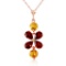 3.15 Carat 14K Solid Rose Gold Necklace Garnet Citrine