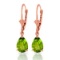 3 Carat 14K Solid Rose Gold Leverback Earrings Peridot