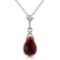 2.5 Carat 14K Solid White Gold Necklace Briolette Garnet