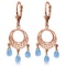 3.75 Carat 14K Solid Rose Gold Chandelier Earrings Blue Topaz