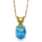 0.85 Carat 14K Solid Gold Sheltering Sky Blue Topaz Necklace