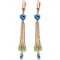 14K Solid Rose Gold Chandelier Earrings Briolette Blue Topaz & Peridots