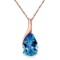 14K Solid Rose Gold Necklace with Natural Blue Topaz