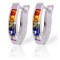 1.3 Carat 14K Solid White Gold Huggie Earrings Multicolor Sapphire